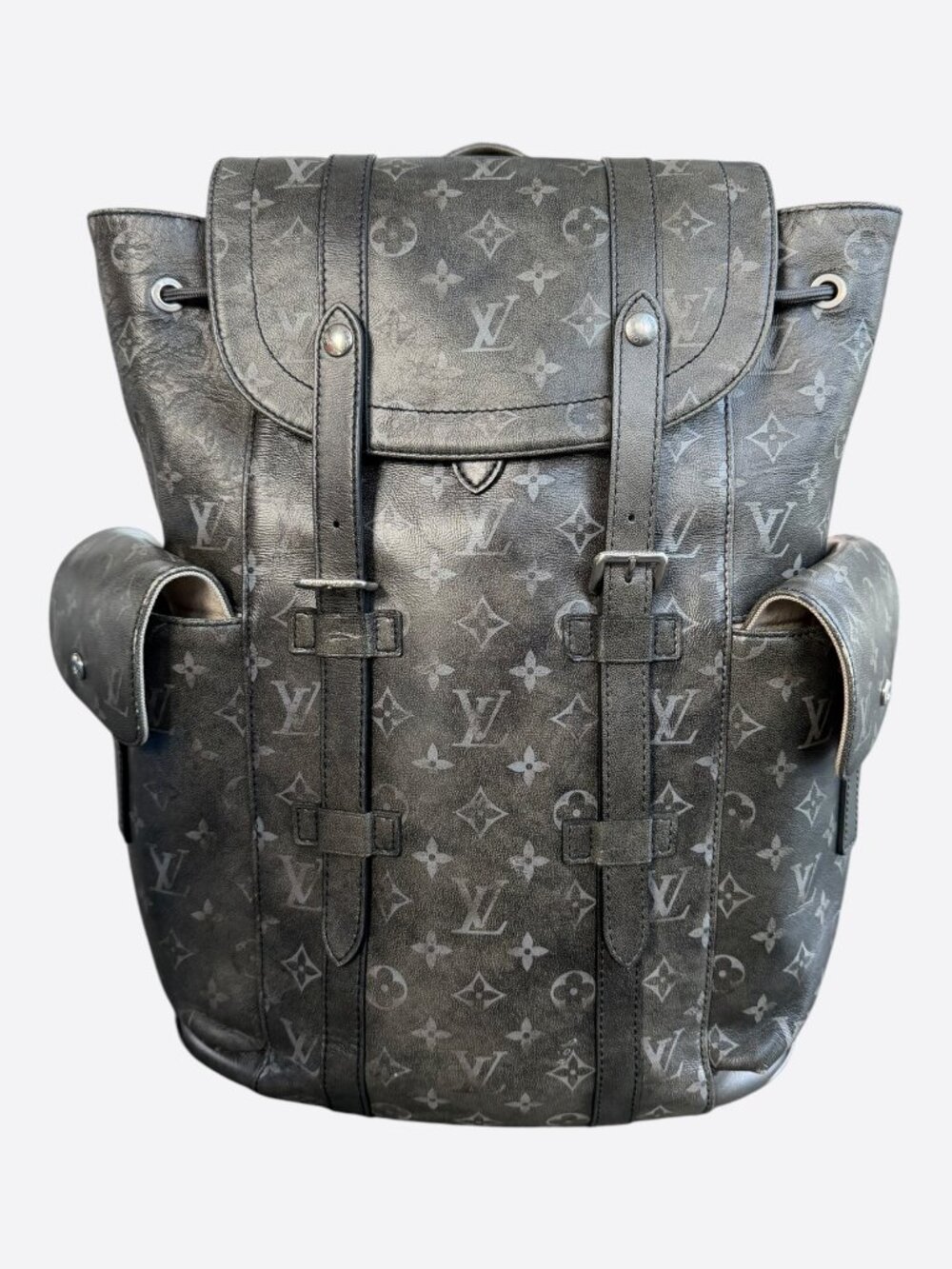 Louis Vuitton Black Brushed Monogram Christopher MM Backpack